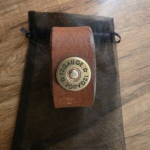 Brown Leather Bracelet with 12 Gauge Detail